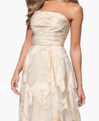 Petite Jacquard Strapless Long Ball Gown
