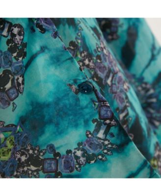 Women's Jeans Gems Print Cotton Shirt