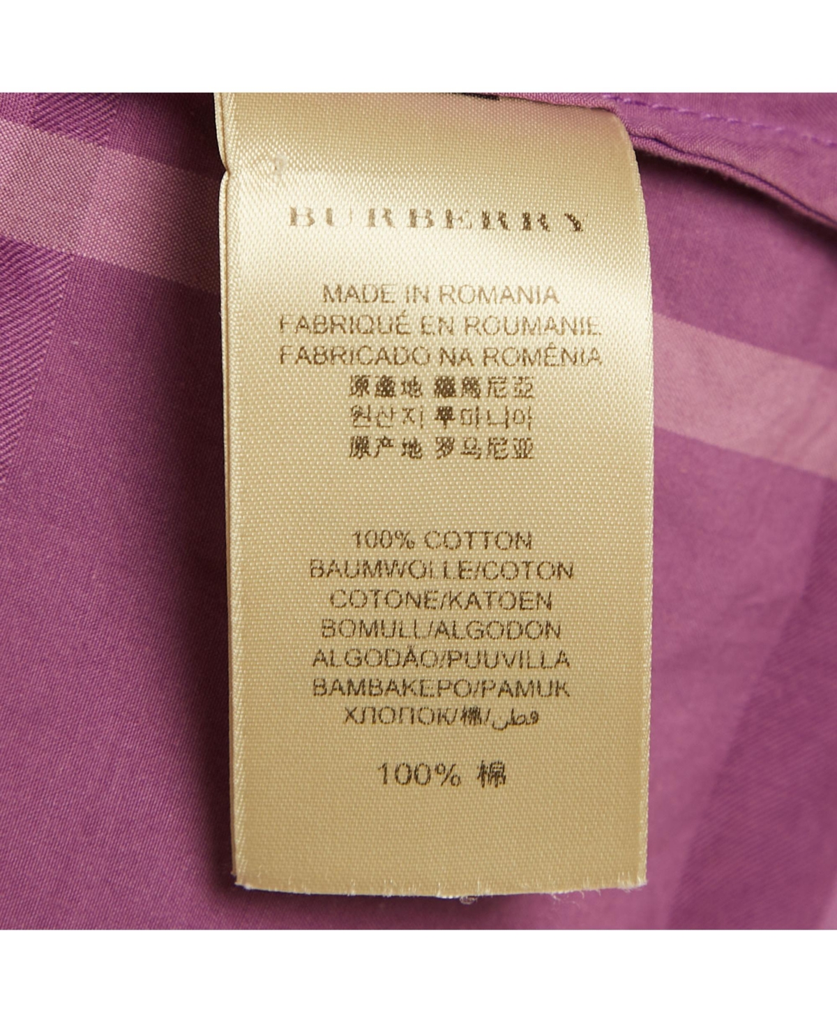 Pre-Owned Burberry Women's Purple Checks Cotton Long Sleeve