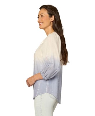 Petite Split Neck Woven Top