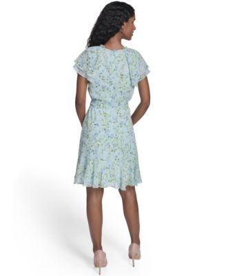 Women's Flutter-Sleeve Wrap Dress