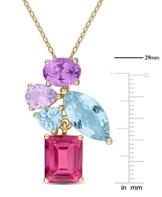 Multi-Gemstone (14-1/8 ct. t.w.) Necklace in 18k Gold Flash Plated Sterling Silver