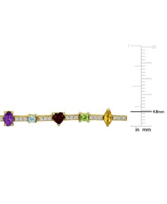 Multi-Gemstone (1-3/8 ct. t.w.) Bolo Bracelet in 18k Gold Flash Plated Sterling Silver