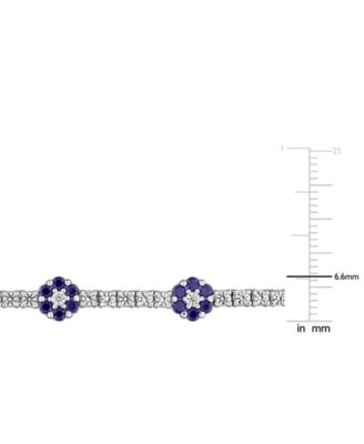 Lab Grown Sapphire (7/8 ct. t.w.) and Lab Grown White Sapphire (5-7/8 ct. t.w.) Floral Necklace in Sterling Silver