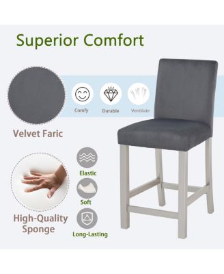 Counter Height Chairs Set for 4, Padded Seat Barstool for Dining Room, Silver Gray