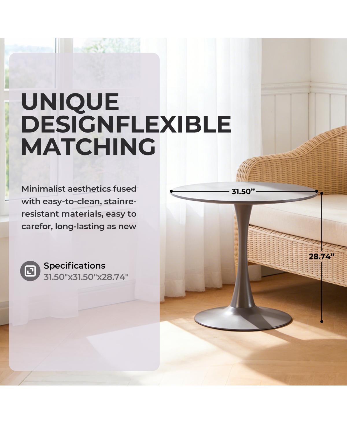 Streamdale Furniture 31.5" Gray Tulip Dining Table for 2-4 People