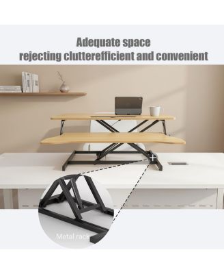 32" Height Adjustable Sit-Stand Desk Converter for Dual Monitors & Laptop