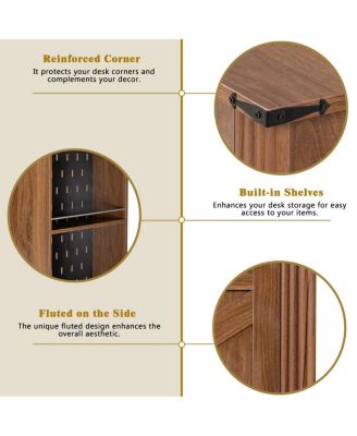 55" Farmhouse Office Desk with Storage, Barn Door Design, Keyboard Tray, Monitor Stand