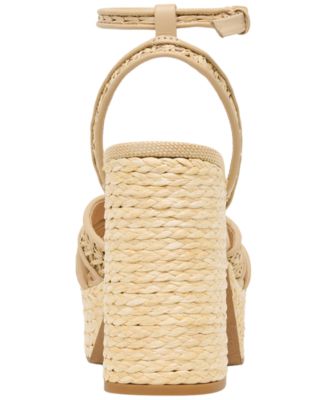 Women's Danila Two-Piece Block Heel Raffia Dress Sandals