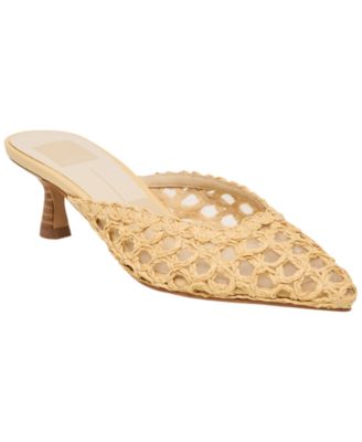 Women's Cleo Loop Raffia Kitten Heel Mule Pumps