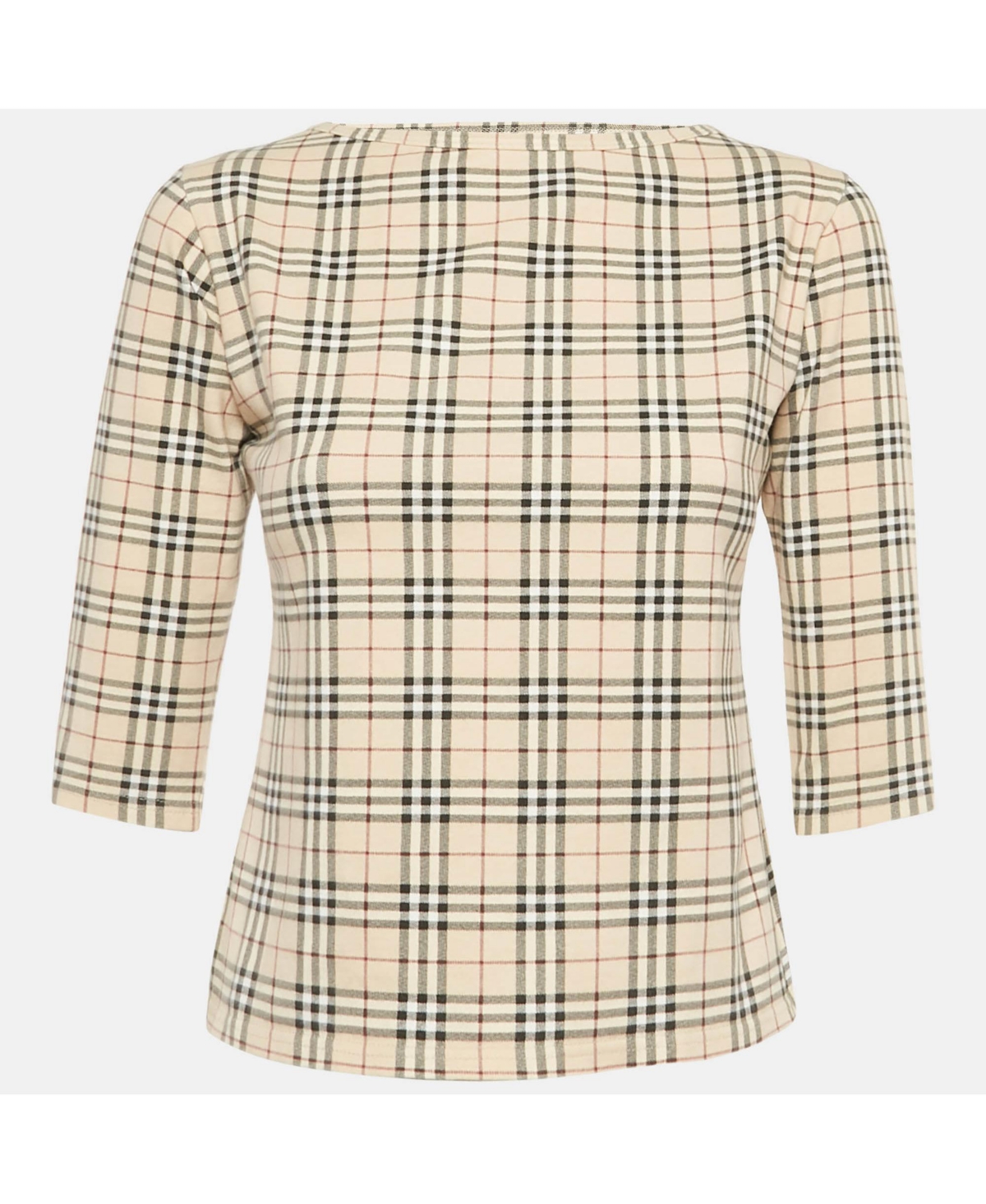 Pre-Owned Burberry Women's Beige Checks Jersey Long Sleeve Top