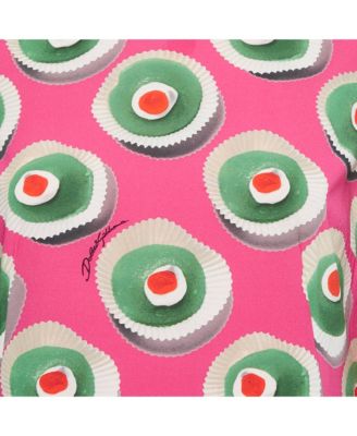 Women's Pink Sicily Cupcake Print Silk Mini Dress