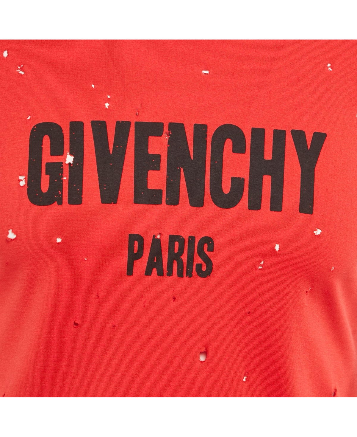 Pre-Owned Givenchy Men's Red Distressed Cotton Half Sleeve T-Shirt