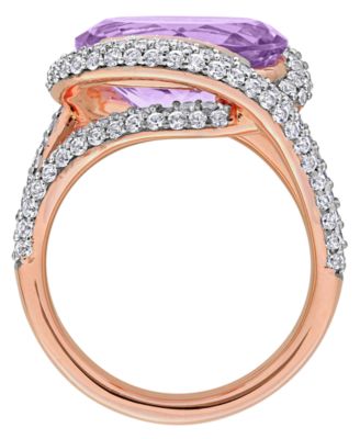 Pink Amethyst (5-3/8 ct. t.w.) and White Sapphire (1-1/2 ct. t.w.) Swirl Ring in 18k Rose Gold Flash Plated Sterling Silver