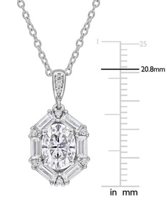 Moissanite (2-1/5 ct. t.w.) Cluster Pendant Necklace in Sterling Silver