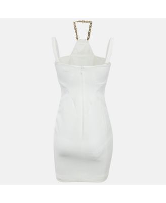 Women's Collection White Crepe Chain Detail Mini Dress