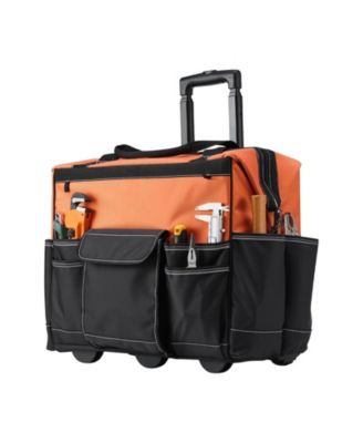 Rolling Tool Bag on Wheels, 110 lb Capacity, 27 Pockets Heavy-Duty Tool Organizer, Telescoping Handle, Stable Base