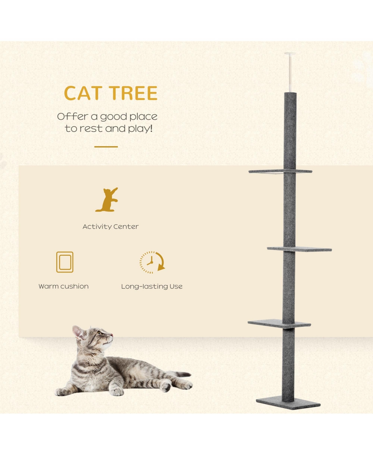 Zeus & Ruta Gray Floor-to-Ceiling Cat Tree