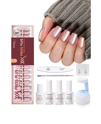X Press Short Square Cat Eye Press-On Nails Kit, Nude (224 pcs)