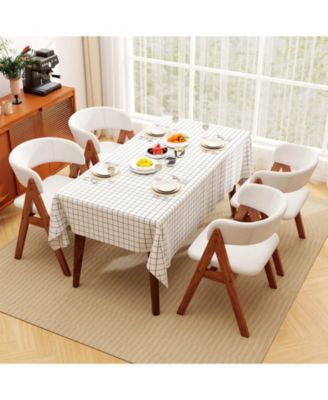 Costway Dining Chairs Mid-Century Upholstered Kitchen Armchairs with Padded Seat