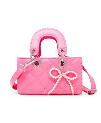 Girls Quilted Rectangle Bow Charm Handbag