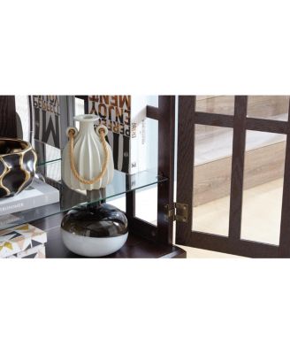 Curio Display Cabinet with Glass Doors and Adjustable Shelves