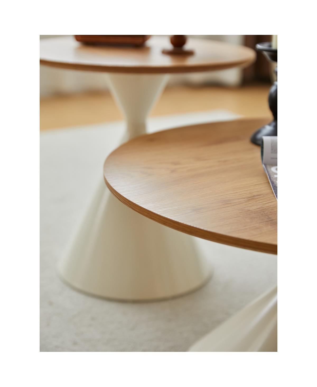 Streamdale Furniture Elegant Double Cone Coffee Table Set with Wood Veneer Tops