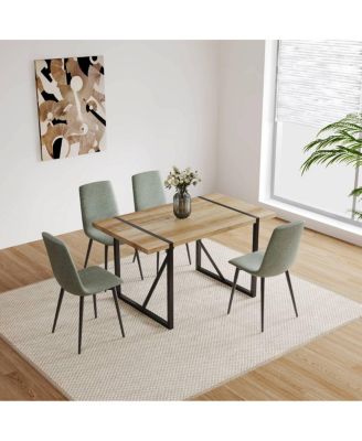 Streamdale 55" Modern Rustic Industrial Dining Table for 4-6, Engineered Wood & Metal Legs