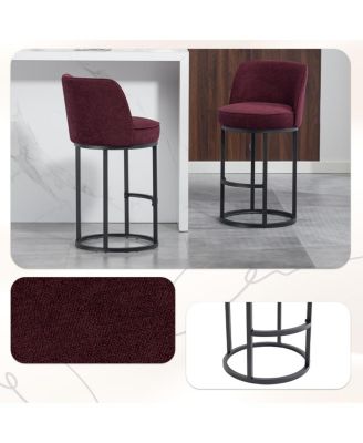 Streamdale Counter Height Bar Stools Set of 2, Modern Barrel Counter Stools with Backrest