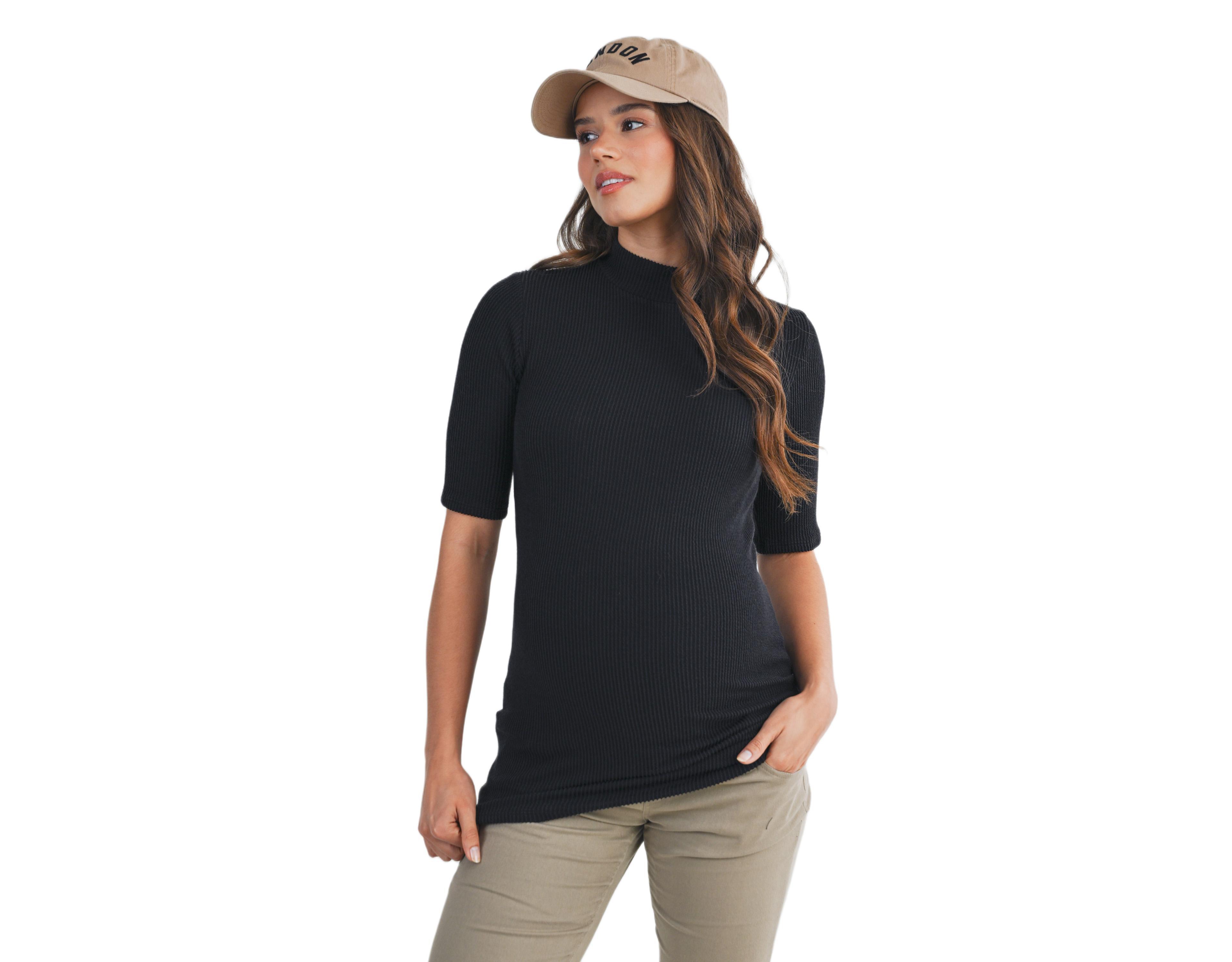 Hello Miz Maternity Ribbed Mock Neck Top