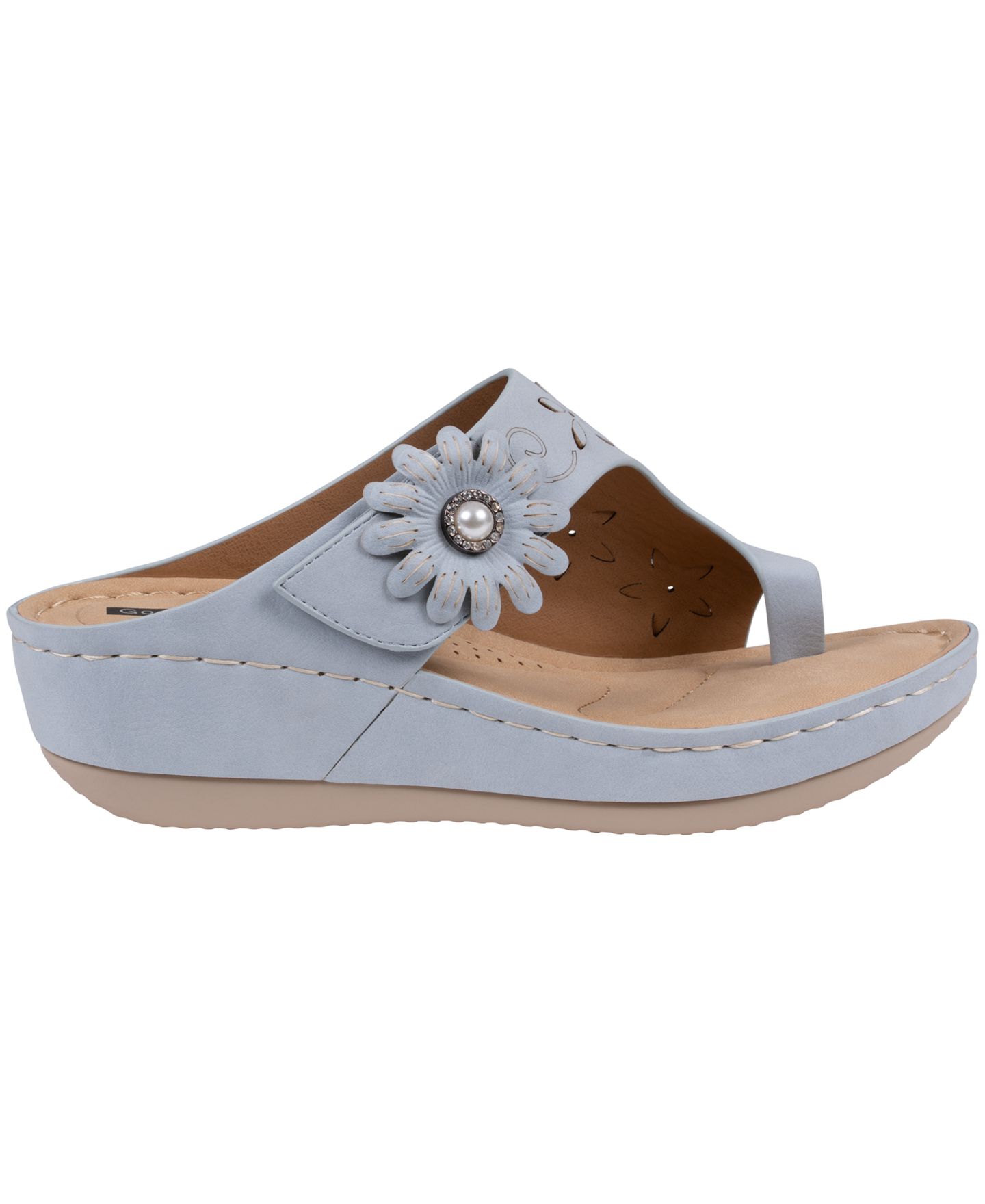 Женские сандалии GC Shoes Skylar Toe Loop Wedge, цвет: Синий — фото 2