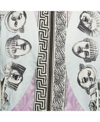 Men's Blue Printed Nylon Zip Front Jacket