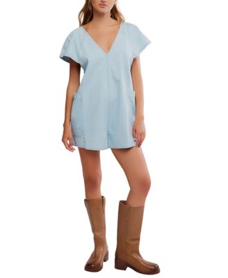 Women's Free Fall V-Neck Denim Romper