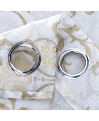 Crown Grommet Sheer Metallic Printed Doily Curtain Panel 54" x 84" Taupe