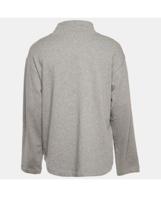 Men's Grey Cotton Knit High Neck Sweatshirt