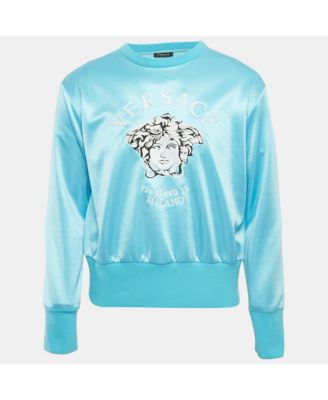 Men's Blue Logo Embroidered Jersey Sweatshirt