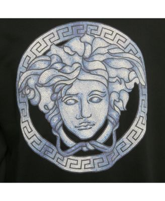 Men's Black Medusa Head Printed Cotton Knit Pullover