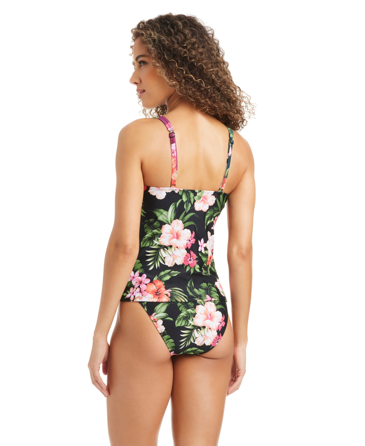 Bar Iii Women's Tropical Heat Twist Shirred Tankini Swim Top, Macy's Exclusive