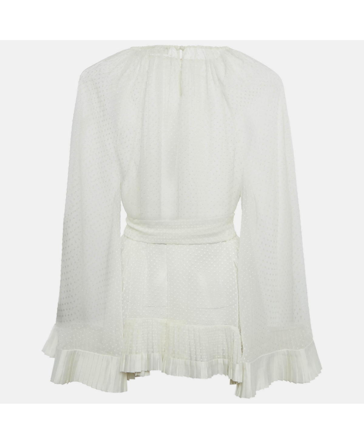 Pre-Owned Zimmermann Women's White Plumetis Chiffon Pleated Hem Blouse