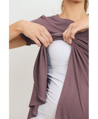 Maternity Short Sleeve Layered Wrap Nursing Top