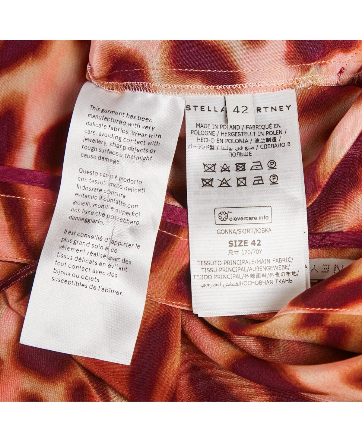 Pre-Owned Stella Mccartney Women's Brown Leopard Print Silk Asymmetric Midi Skirt