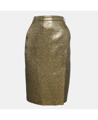 Women's Metallic Textured Lam&eacute Pencil Skirt