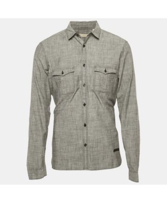 Men's Grey Chambray Long Sleeve Shirt