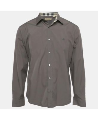 Men's Grey Cotton Long Sleeve Shirt