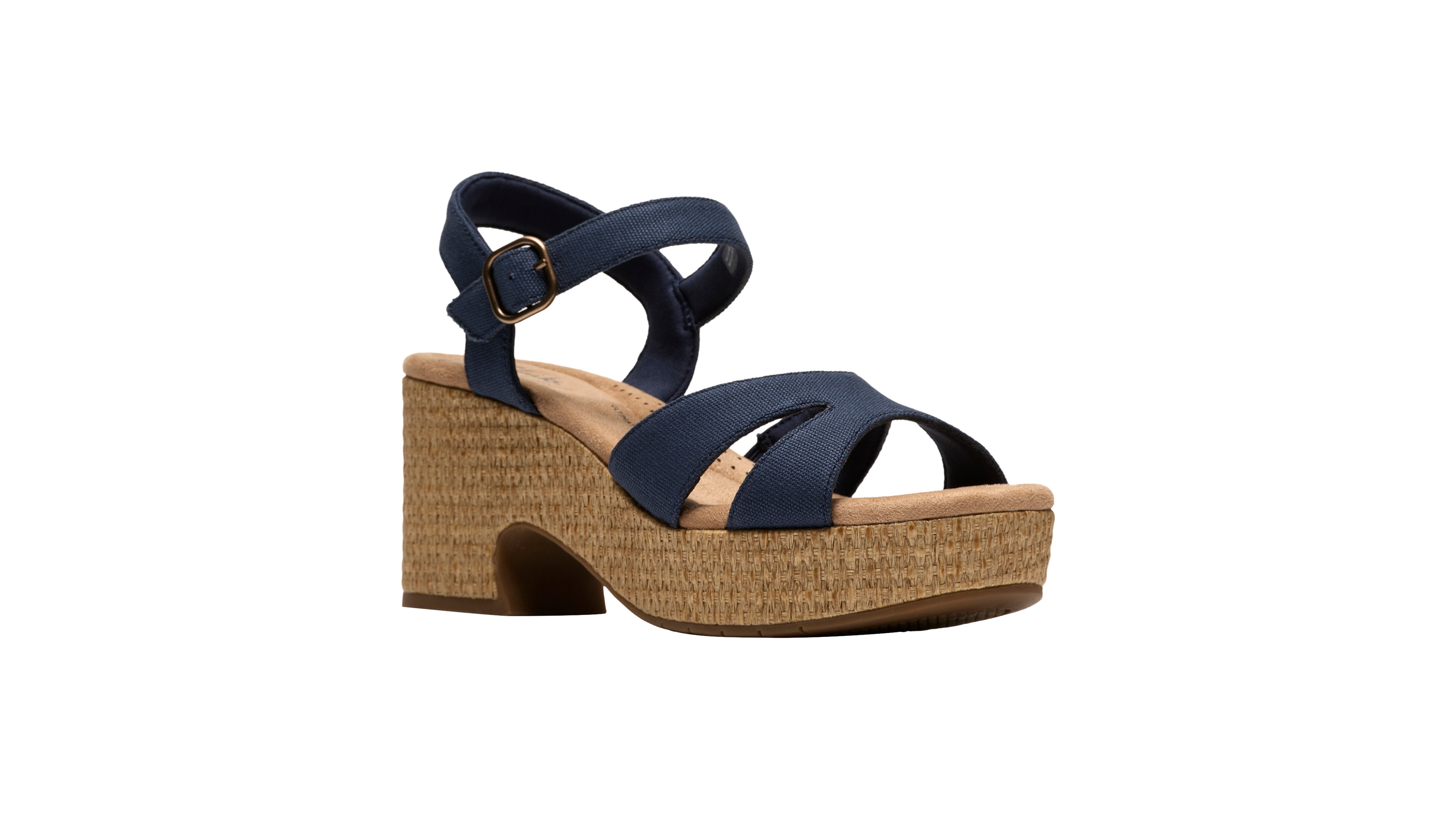 Clarks Women's Nerisa Twist Round Toe Wedge Sandals