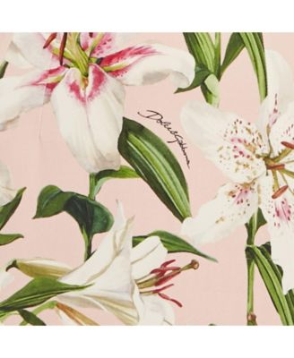 Women's Pink Floral Print Crepe Flounced Skirt