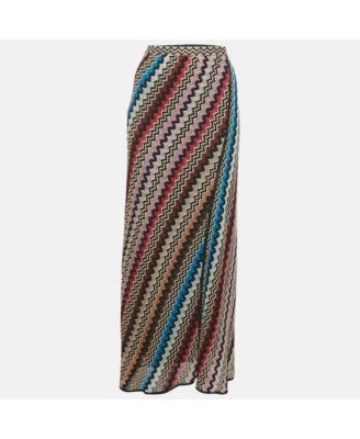 Women's Multicolor Pattered Lurex Knit Maxi Skirt