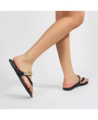 women's  Kara Metal Ring Thong Sandals