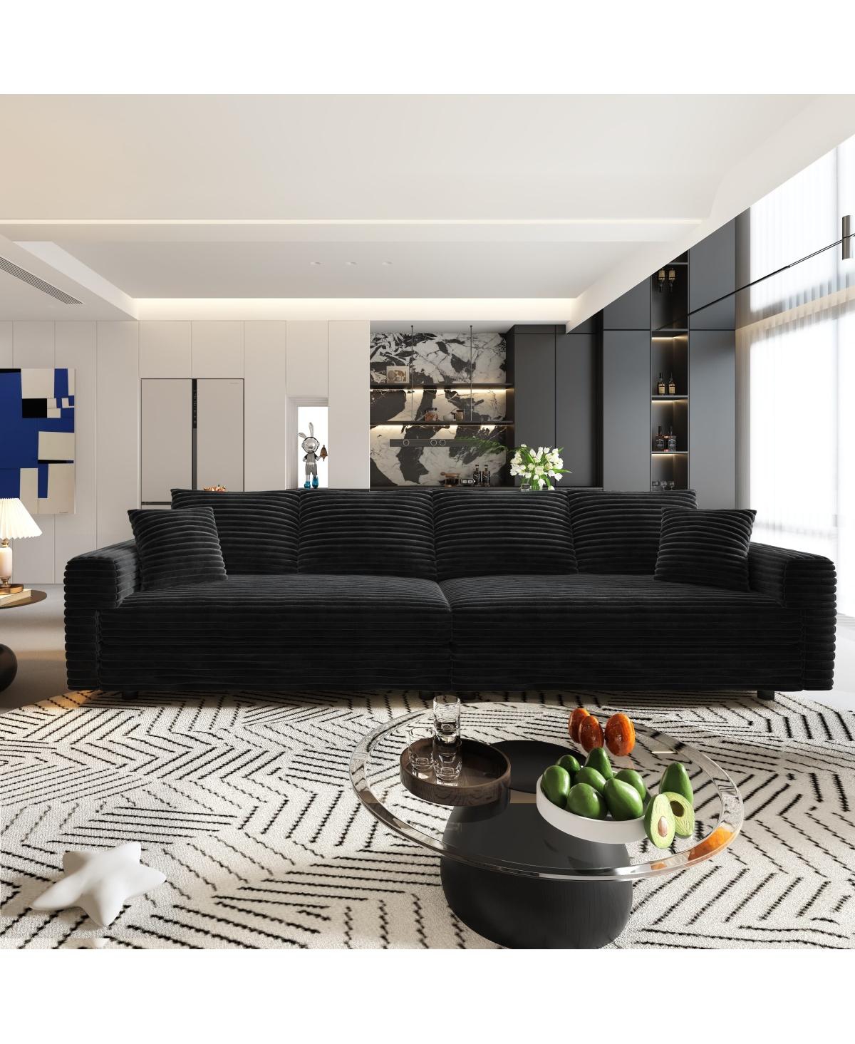 Streamdale Furniture Plush Corduroy 4-Seat Sofa, Modern Comfy Upholstered Cloud Couch