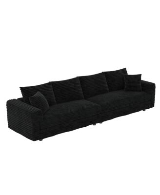 Plush Corduroy 4-Seat Sofa, Modern Comfy Upholstered Cloud Couch